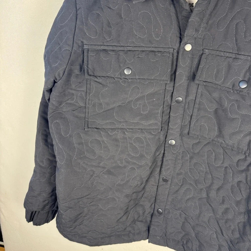 Mode of One Mens Quilted Jacket Deep Black Snap Front XL 100197726MN